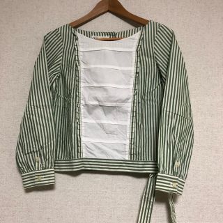 【green gate】 グリーン ストライプ  フリル  美品  used品(シャツ/ブラウス(長袖/七分))