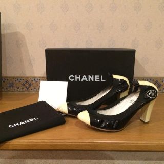 シャネル(CHANEL)のシャネル バイカラーパンプス36ハーフ(ハイヒール/パンプス)