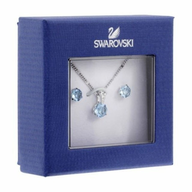 Swarovski スワロフスキーAQUAクリスタルネックレス＆ピアスセットレディース