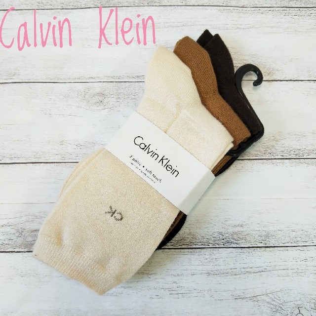 Calvin Klein(カルバンクライン)の欧米限定品☆定価＄20ドル カルバンクライン 靴下 ソックス 3足組 CK 3P レディースのレッグウェア(ソックス)の商品写真