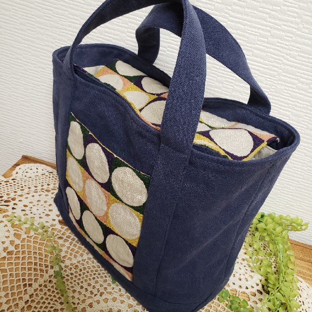 格安販売の mina perhonen mixとネイビー帆布の収納バック✨ 完売 格安販売の mina perhonen mixとネイビー帆布の収納バック✨ 完売