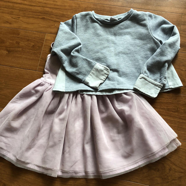 Old Navy(オールドネイビー)のセット チュールスカートワンピ スウェットカットソー キッズ/ベビー/マタニティのキッズ服女の子用(90cm~)(ワンピース)の商品写真