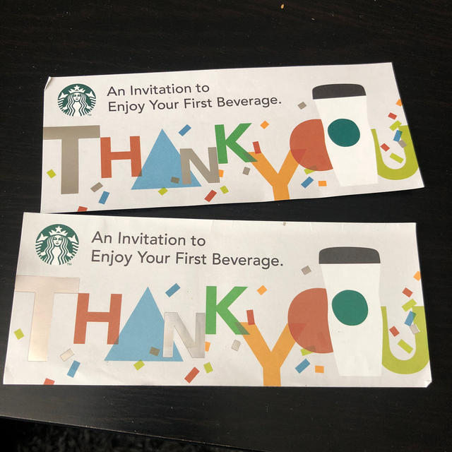 Starbucks Coffee(スターバックスコーヒー)のSTARBUCKS Thank youチケット チケットの優待券/割引券(フード/ドリンク券)の商品写真