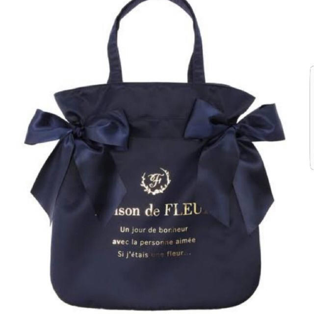 Maison de FLEUR ダブルリボントートバック ネイビー