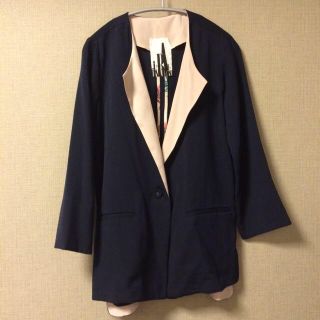 オキラク(OKIRAKU)の未使用美品！バイカラージャケット(ノーカラージャケット)