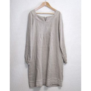 ムジルシリョウヒン(MUJI (無印良品))の無印良品 麻ワンピース　美品/L(ひざ丈ワンピース)