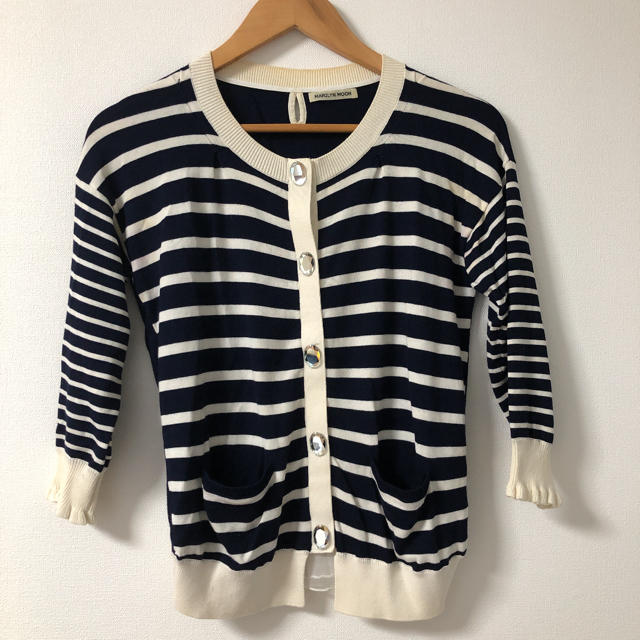 MAKENZIE CARDIGAN ♡ ボーダー　ビジュー　ボタン　カーディガン