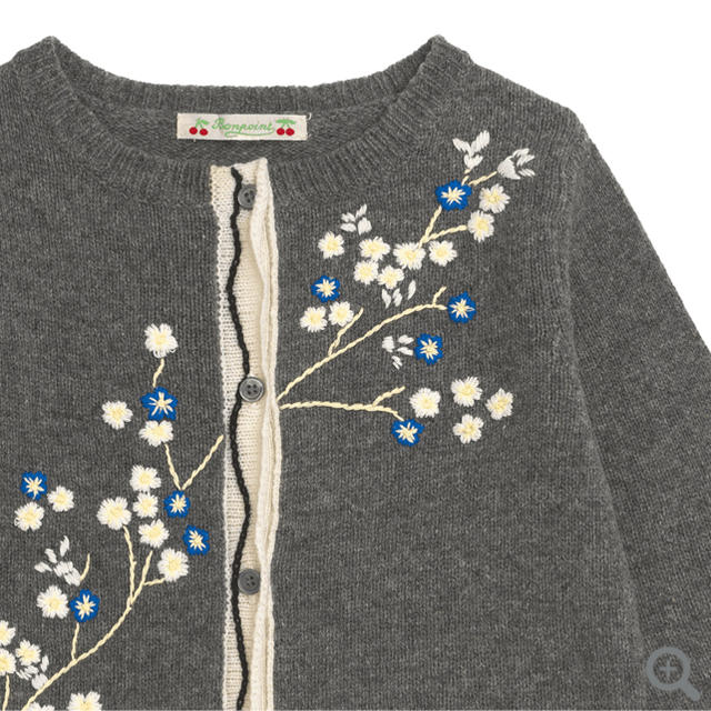 ボンポワン 19FW ウール刺繍カーディガン 4a-