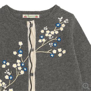 ボンポワン(Bonpoint)のボンポワン 19FW  ウール刺繍カーディガン 4a(カーディガン)