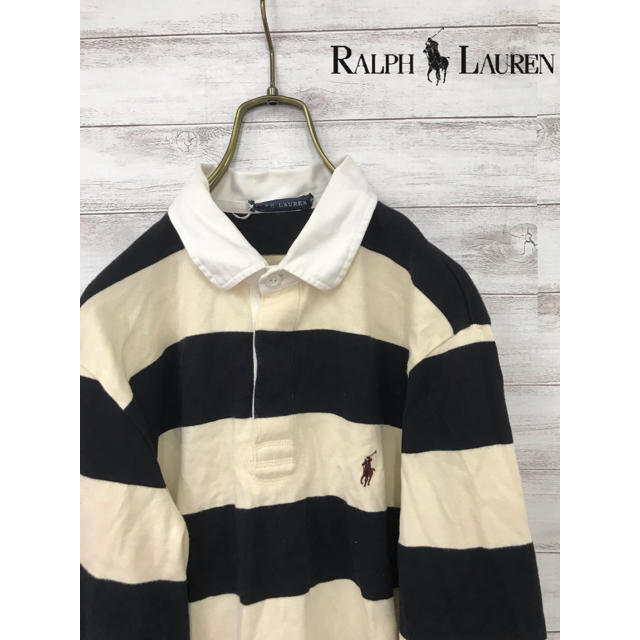 Ralph Lauren(ラルフローレン)の90s Polo Ralph Lauren ボーダー柄 ラガーシャツ/ポロシャツ メンズのトップス(Tシャツ/カットソー(七分/長袖))の商品写真