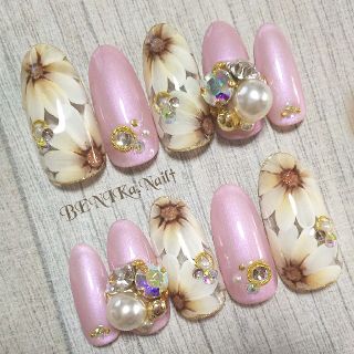 classic flower♡bijou pastel autumn(つけ爪/ネイルチップ)