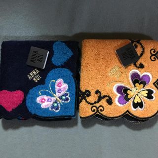 アナスイ(ANNA SUI)のアナスイ ハロウィンオレンジ & ハートバタフライ タオルハンカチ 2枚セット(ハンカチ)