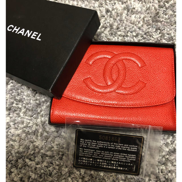 CHANEL(シャネル)の【超美品】CHANEL 財布 キャビアオレンジ   レディースのファッション小物(財布)の商品写真