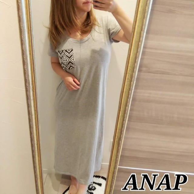 ANAP(アナップ)のマタニティ ロングワンピ Tシャツワンピ  キッズ/ベビー/マタニティのマタニティ(マタニティワンピース)の商品写真