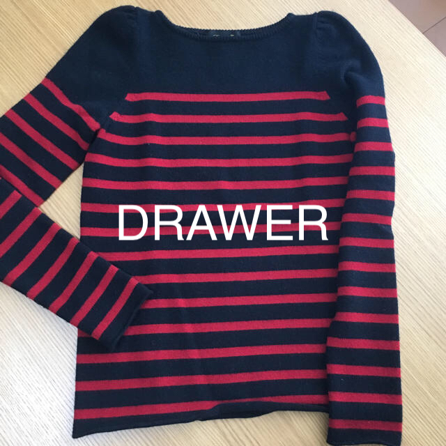 Drawer   カシミヤ  ボーダー  パフスリーブニット