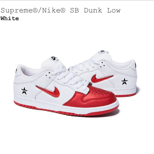 supreme/Nike SB Dunk Low white27.5靴/シューズ