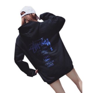 ステューシー(STUSSY)のSTUSSY ステューシークラシックパッカー 男女兼用ブラックパープル2着セット(パーカー)