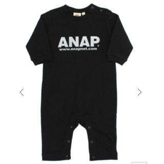 アナップキッズ(ANAP Kids)の新品！未使用！タグ付き！ANAP ロゴ ロンパース 80cm 黒(ロンパース)