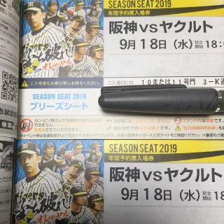 ハンシンタイガース(阪神タイガース)の9月18日(水)阪神対ヤクルト戦２枚(野球)