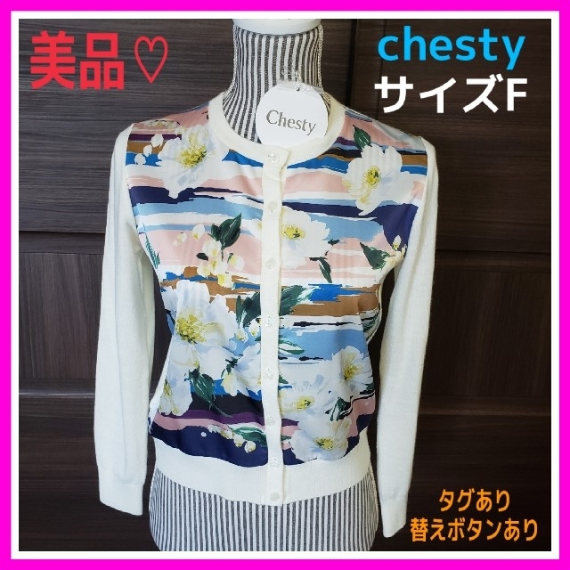 Chesty(チェスティ)のpink様専用♡チェスティ F スカーフ オフホワイト あたたか カーディガン レディースのトップス(カーディガン)の商品写真