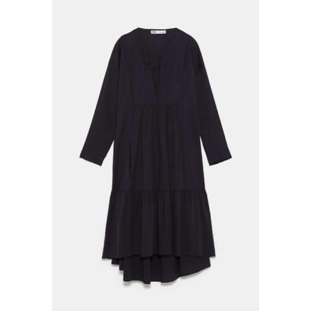 ZARA - ☆今期完売 ZARA ロングポプリンワンピース ブラック XS ZARA - ☆今期完売 ZARA ロングポプリンワンピース ブラック XS