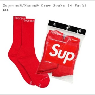シュプリーム(Supreme)のSupreme / Hanes Crew Socks RED 赤 １足(ソックス)