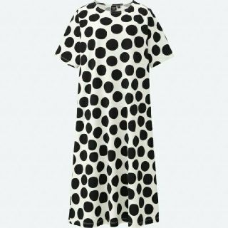 マリメッコ(marimekko)のmarimekko✴️UNIQLO半袖Lドットワンピース(ひざ丈ワンピース)