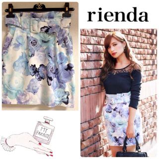 リエンダ(rienda)のrienda 花柄 ハイウエストスカート(ミニスカート)