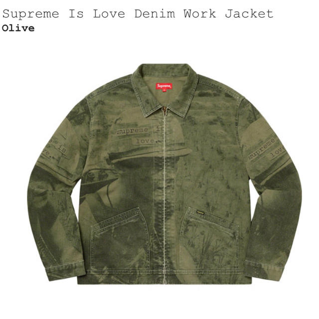 2021新発 supreme L olive jacket love is Gジャン/デニムジャケット