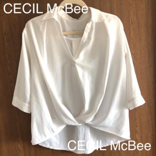 セシルマクビー(CECIL McBEE)のCECIL McBee シフォンホワイトシャツ(シャツ/ブラウス(長袖/七分))