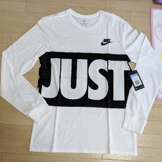 ナイキ(NIKE)のナイキNIKE 前後でかロゴ ロングスリーブT✨JUST DO ITロンT 白M(Tシャツ/カットソー(七分/長袖))