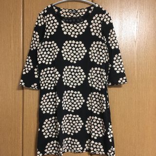 マリメッコ(marimekko)のマリメッコ プケッティ ワンピース XS  七分袖 ブラック(ひざ丈ワンピース)