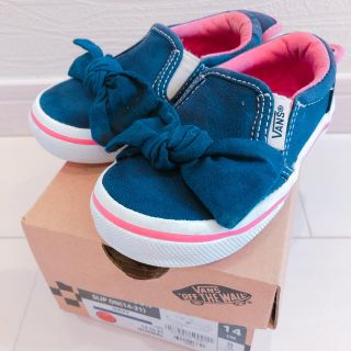 ヴァンズ(VANS)のVANS 14cm リボン付き スリッポン ♡(スリッポン)