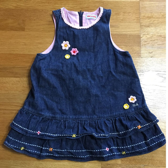 mikihouse(ミキハウス)のmiki HOUSE ＊90size＊ デニム☆ジャンパースカート 裏地あり キッズ/ベビー/マタニティのキッズ服女の子用(90cm~)(ワンピース)の商品写真