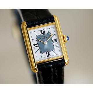カルティエ(Cartier)の美品 カルティエ マスト タンク グレー ホワイト ローマン SM(腕時計)