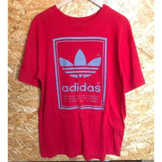 アディダス(adidas)のゴールデンサイズ　ヴィンテージTシャツ　90s アディダス　USA製  赤ボディ(Tシャツ/カットソー(半袖/袖なし))