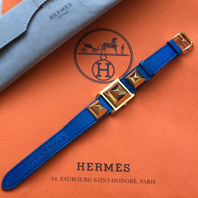 Hermes(エルメス)のペコサク様専用 美品 レア エルメス 時計 メドール  ウォッチ 青 ブルー  レディースのファッション小物(腕時計)の商品写真