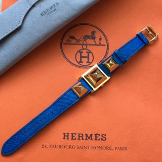 エルメス(Hermes)のペコサク様専用 美品 レア エルメス 時計 メドール  ウォッチ 青 ブルー (腕時計)