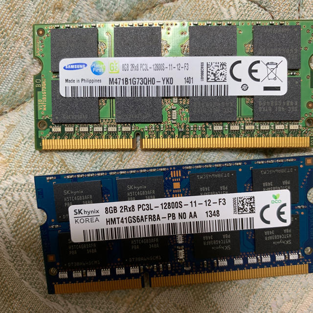 8GB 2Rx8 PC3L-12800 二枚セット