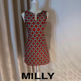 ミリー(Milly)のミリー ワンピース ドレス レトロ 赤 パーティ フォーマル(ミニワンピース)