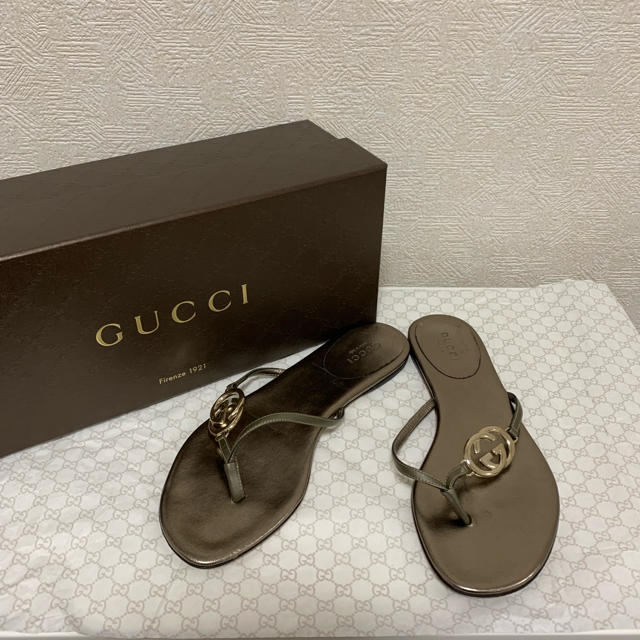 Gucci(グッチ)のGUCCI サンダル ブラウンゴールド系 22.5cm 23cm レディースの靴/シューズ(サンダル)の商品写真