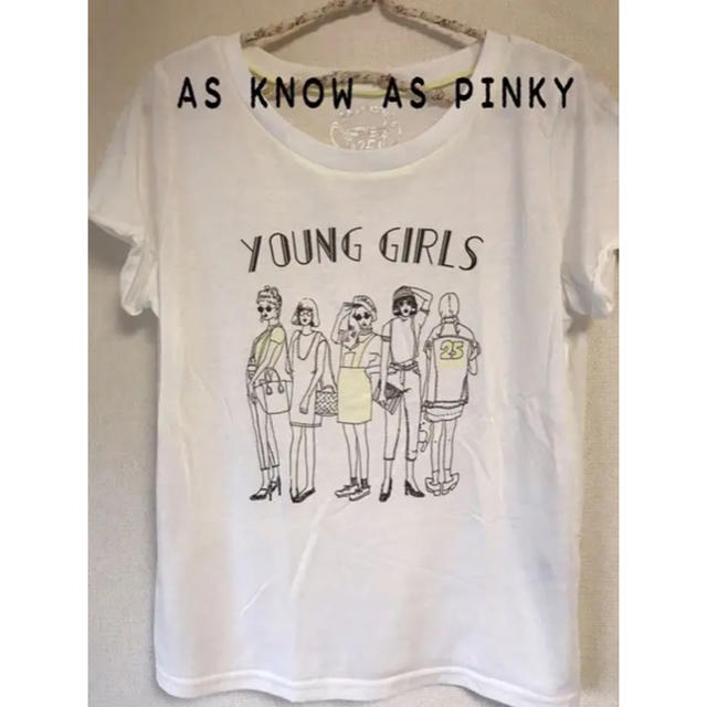 AS KNOW PINKY レディース 白 半袖Tシャツ
