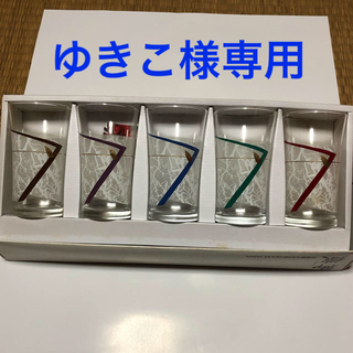 【未使用・古品】KAMEI GLASSガラスコップ＆BLACK&GOLDお盆３点(グラス/カップ)
