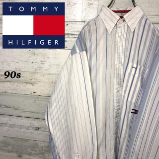 トミーヒルフィガー(TOMMY HILFIGER)の【激レア】トミーヒルフィガー☆刺繍ロゴ マルチストライプ 長袖BDシャツ 90s(シャツ)