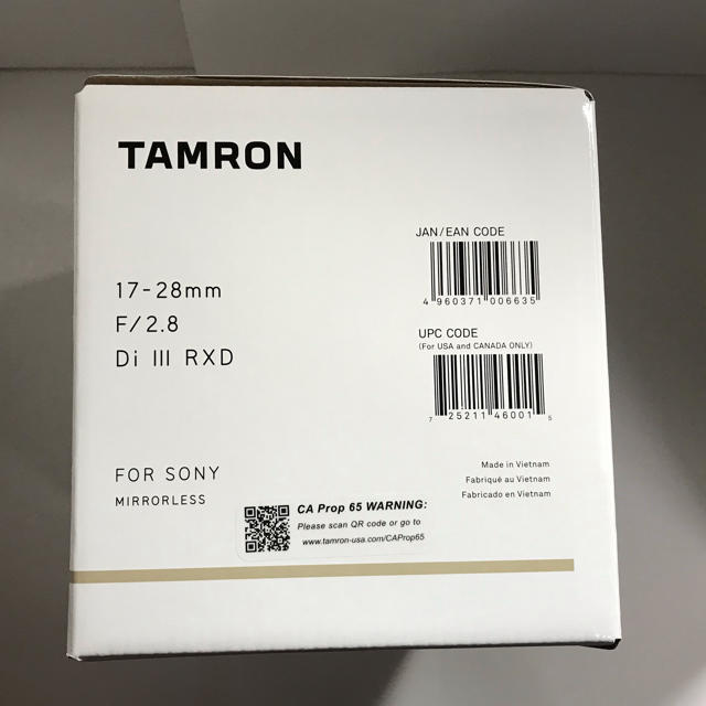 TAMRON(タムロン)のTAMRON 17-28mm F/2.8 ソニーEマウント 新品未開封 スマホ/家電/カメラのカメラ(レンズ(ズーム))の商品写真