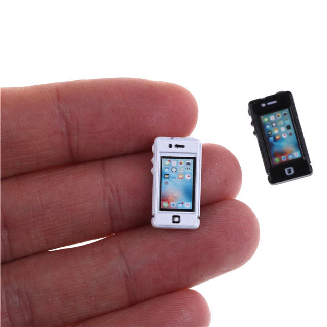 白&黒 ミニチュア スマホ iPhone 携帯電話  ミニチュア雑貨 ハンドメイドのおもちゃ(ミニチュア)の商品写真