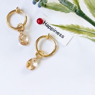 スワロフスキー(SWAROVSKI)のゴールド スワロフスキー フープ イヤリング／2way(イヤリング)