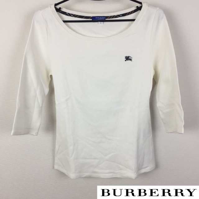 BURBERRY BLUE LABEL(バーバリーブルーレーベル)の美品 BURBERRY BLUE LABEL 7分袖Tシャツ ホワイト レディースのトップス(Tシャツ(長袖/七分))の商品写真