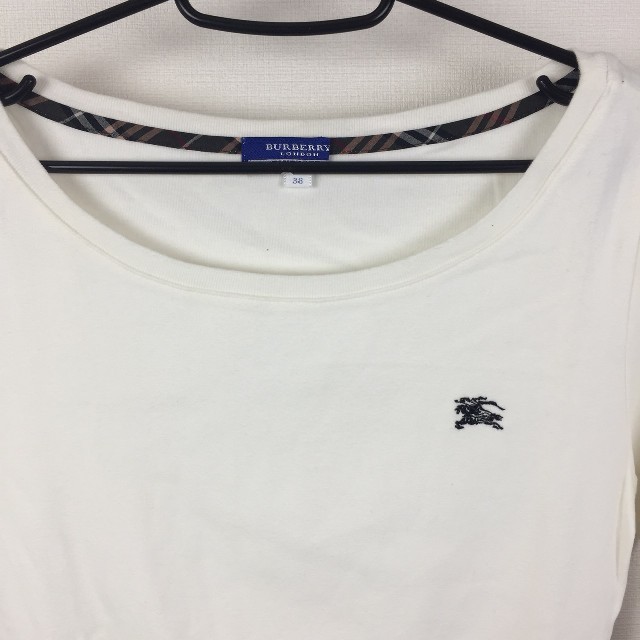 BURBERRY BLUE LABEL(バーバリーブルーレーベル)の美品 BURBERRY BLUE LABEL 7分袖Tシャツ ホワイト レディースのトップス(Tシャツ(長袖/七分))の商品写真