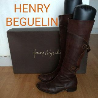 エンリーべグリン(HENRY BEGUELIN)のHENRY　BEGUELIN　ロングブーツ 本革　ブラウン(ブーツ)